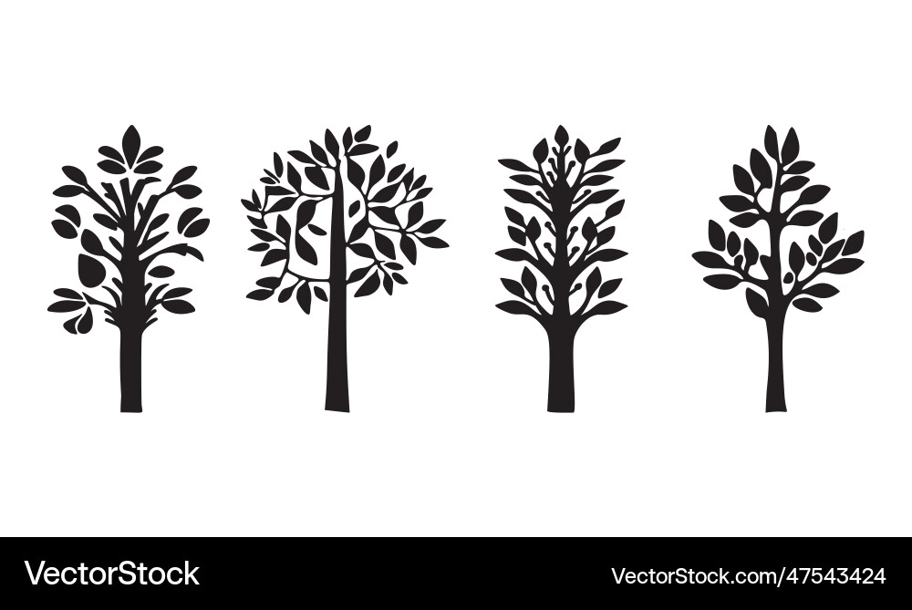 Linocut tree design elements in scandi Linocut tree design elements in scandi vector image