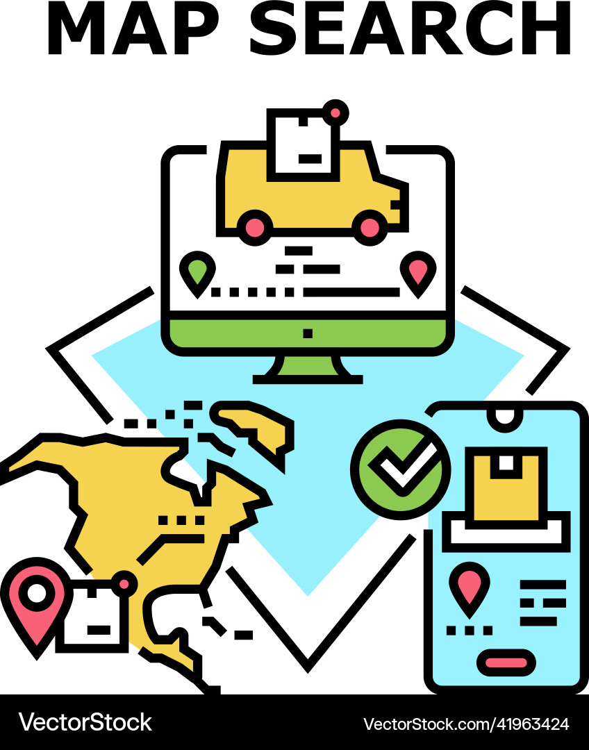 Map search app concept color Map search app concept color vector image