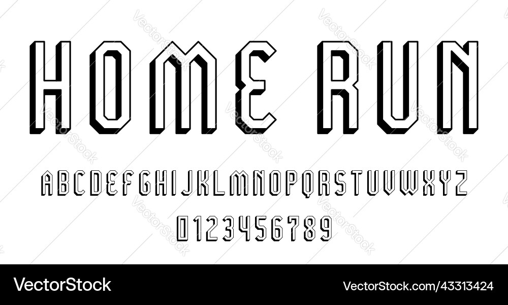 Modern Alphabet & Number Set vector image