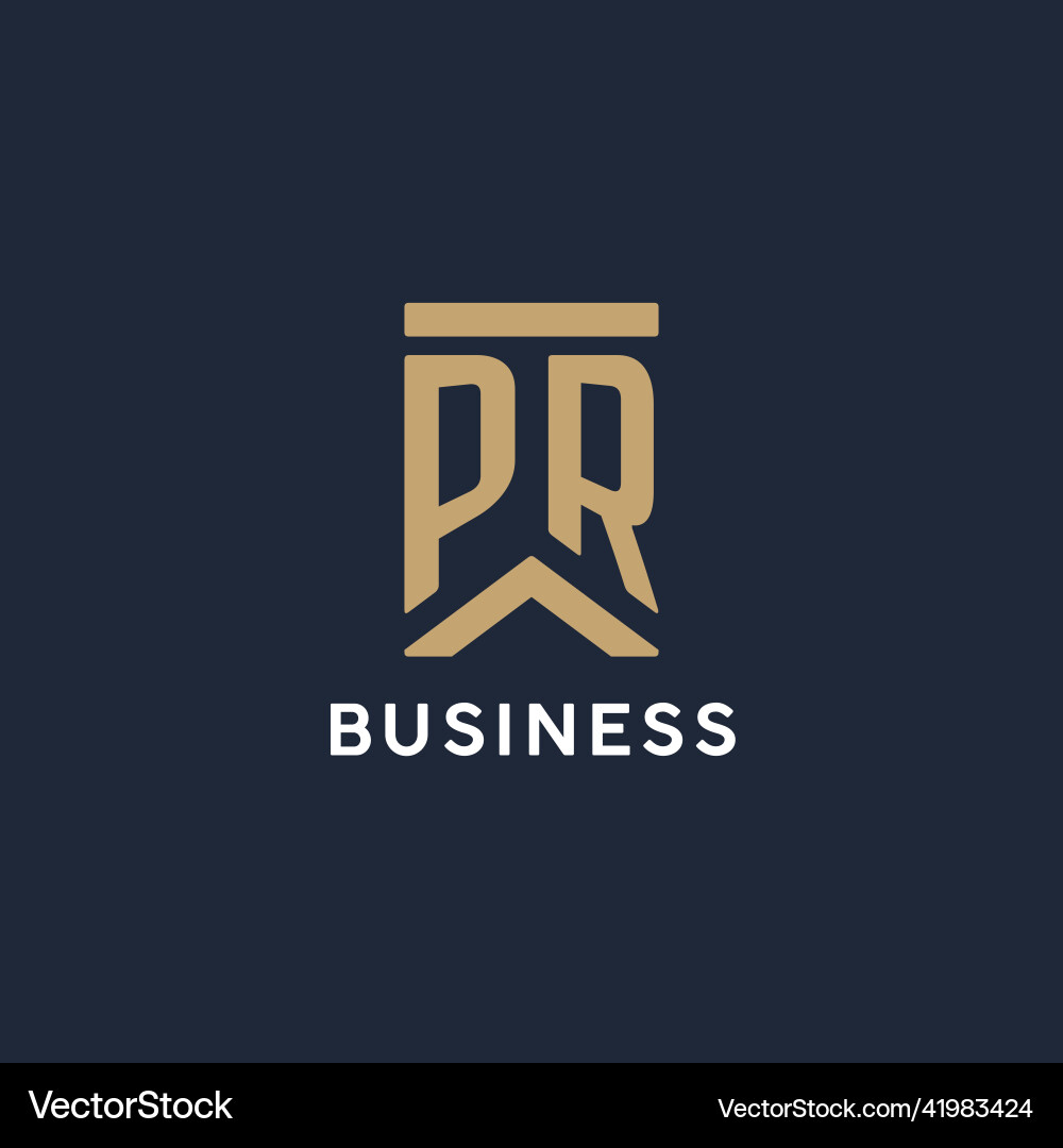 Pr initial monogram logo design in a rectangular Vector Image