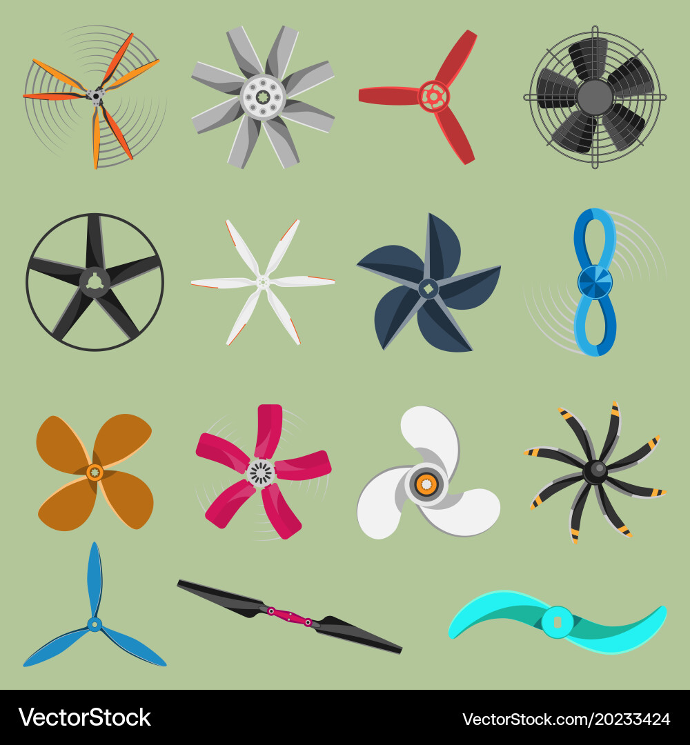 Propeller and Fan Icons vector image