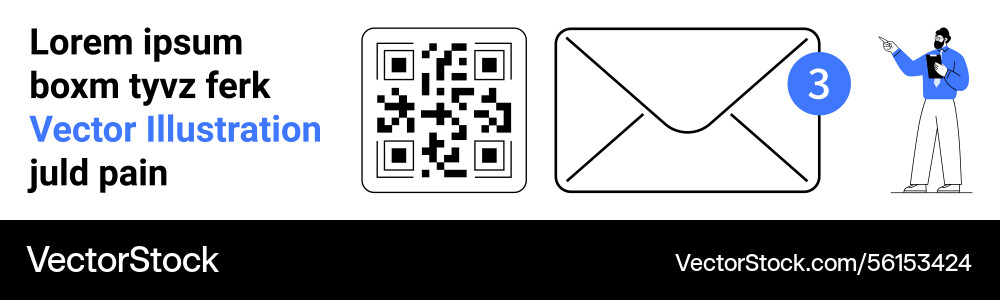 Qr code and email notification with professional Qr code and email notification with professional vector image