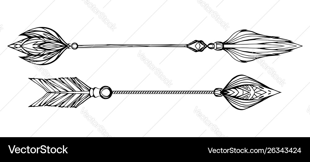 Set arrows tipped with boho pattern element Set arrows tipped with boho pattern element vector image