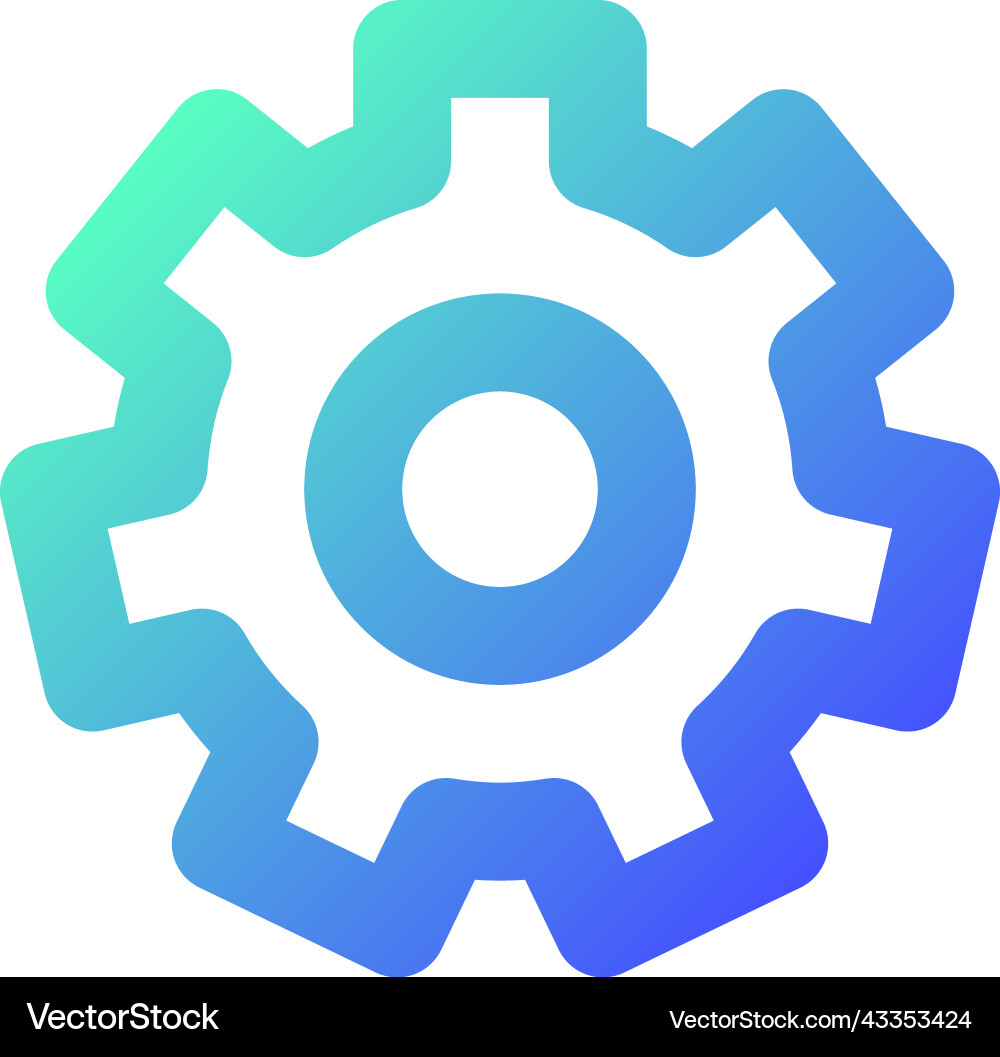 Settings gear pixel perfect gradient linear ui vector image