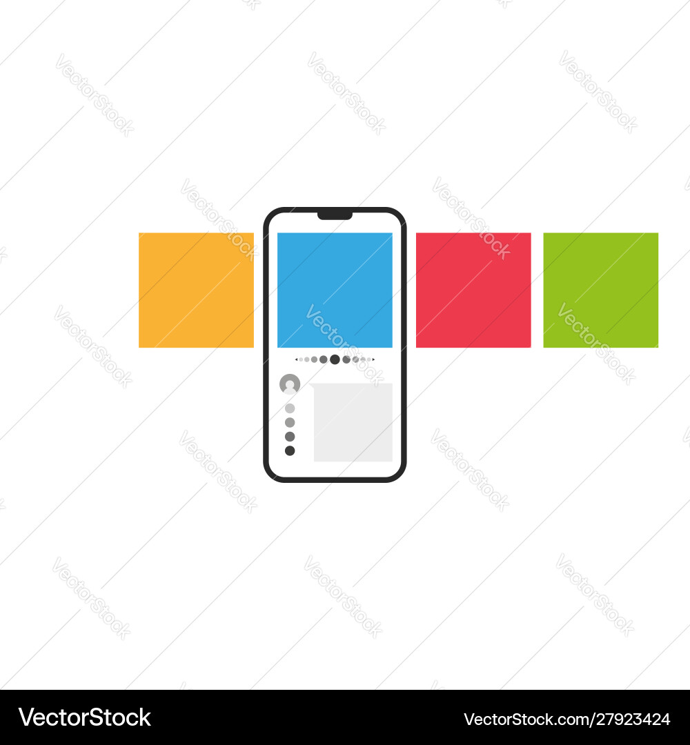 Smartphone with multicolored square web carousel Smartphone with multicolored square web carousel vector image