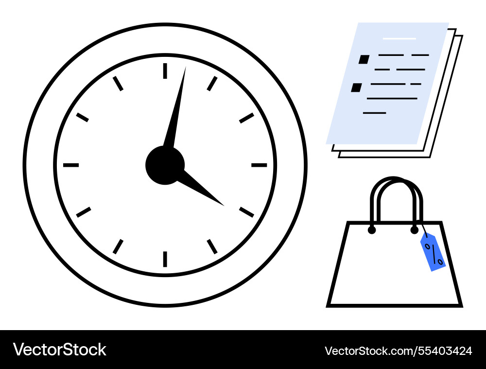 Time management essentials clock documents Time management essentials clock documents vector image
