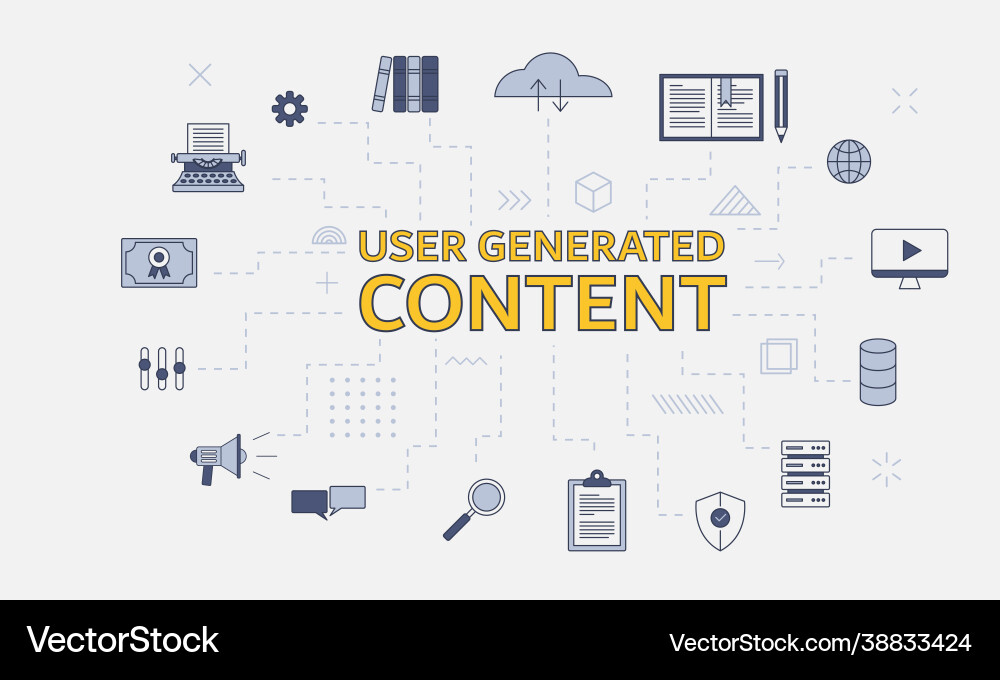 Ugc user generated content concept with icon set vector image