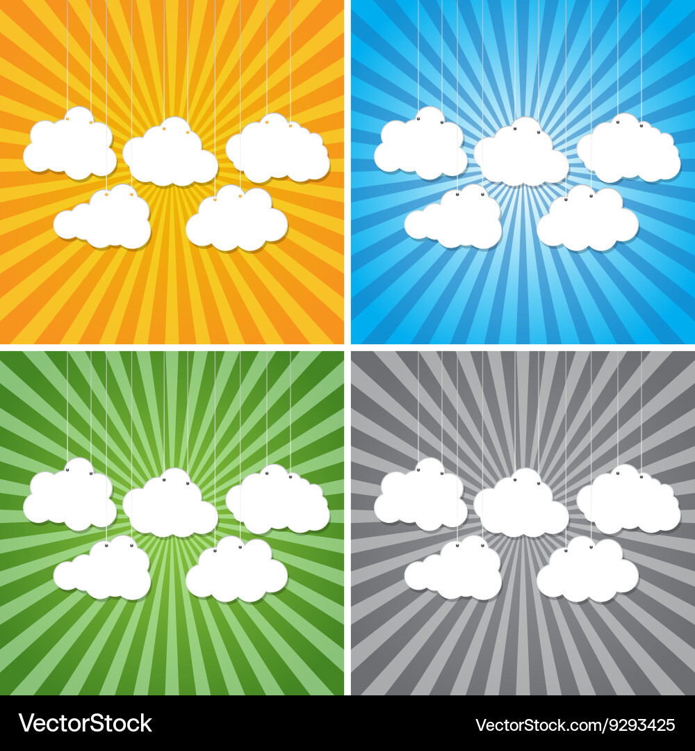 Abstract sun rays with clouds background vector image