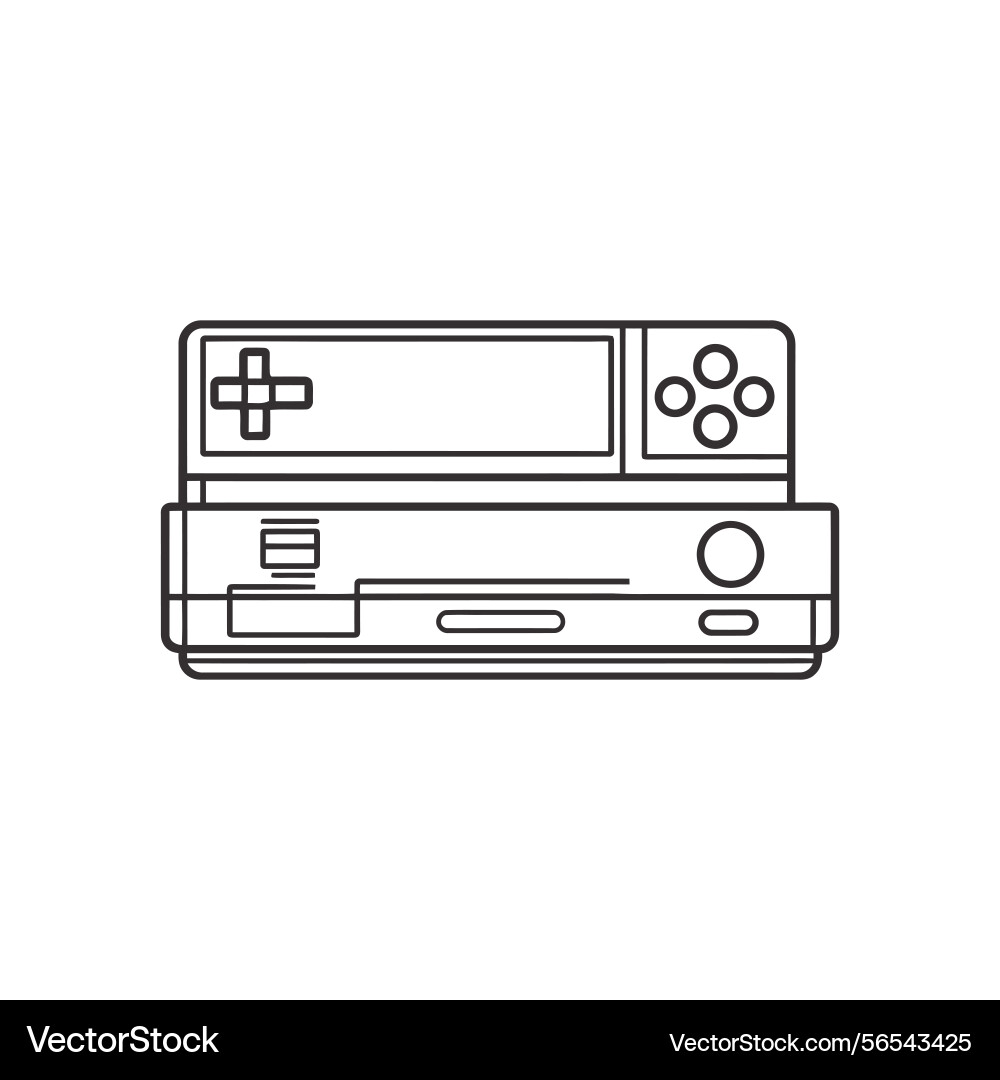Classic console line art with controller retro Vector Image
