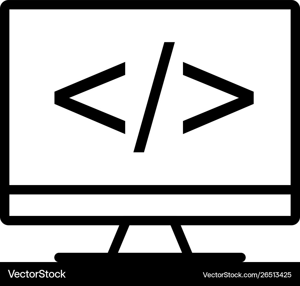 Coding on screen line black icon vector image