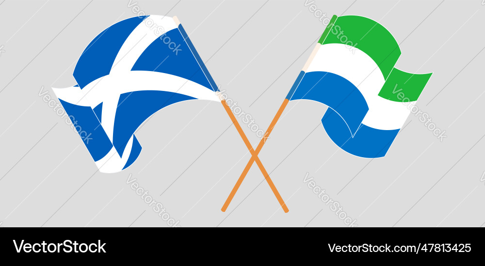 Crossed and waving flags of scotland sierra Crossed and waving flags of scotland sierra vector image