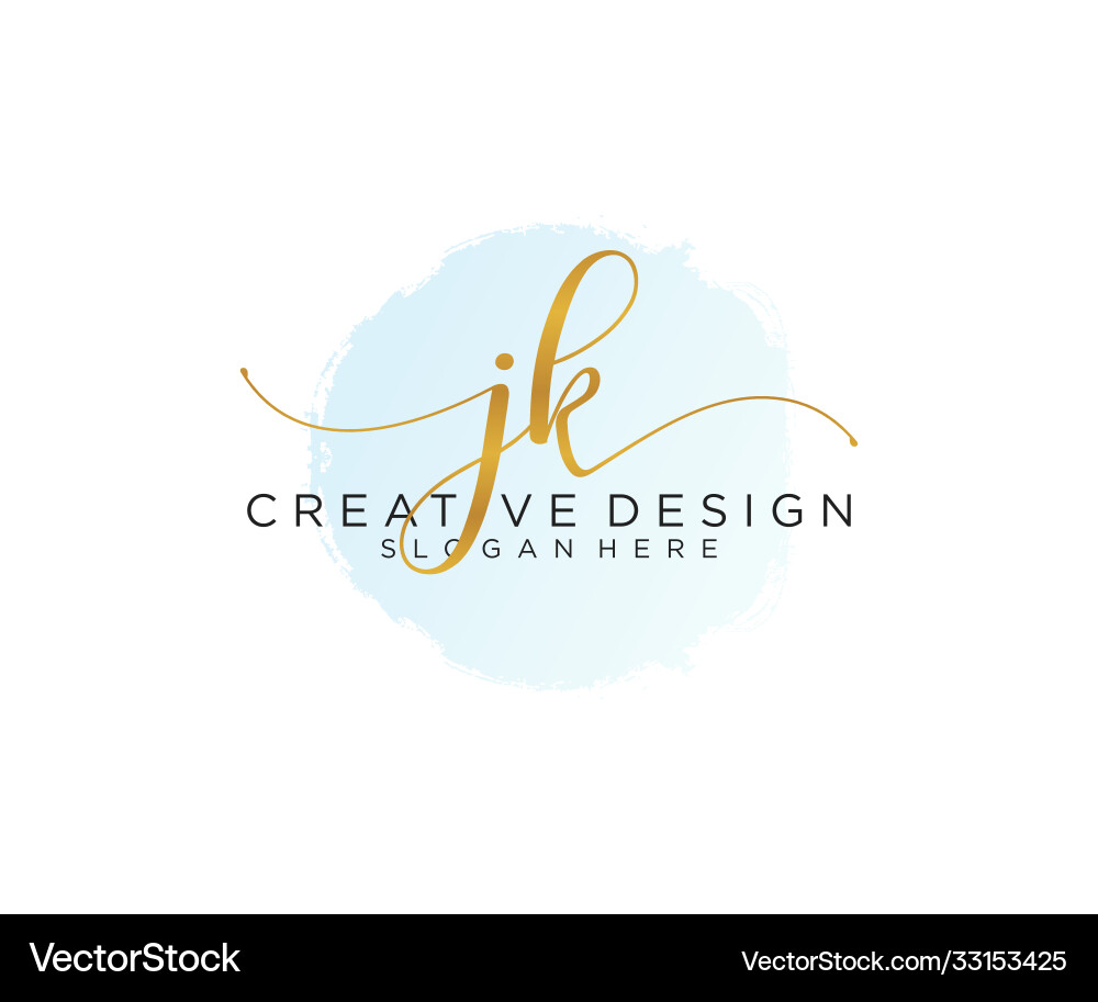 Elegant Initial JK Logo - Watercolor Style Vector Image