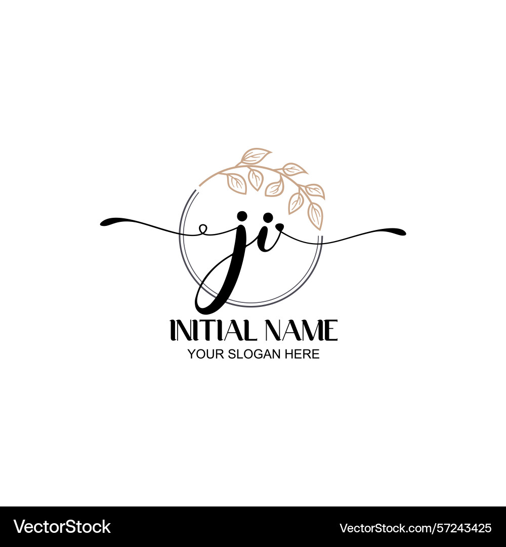 Elegant ji initial logo design with botanical Vector Image