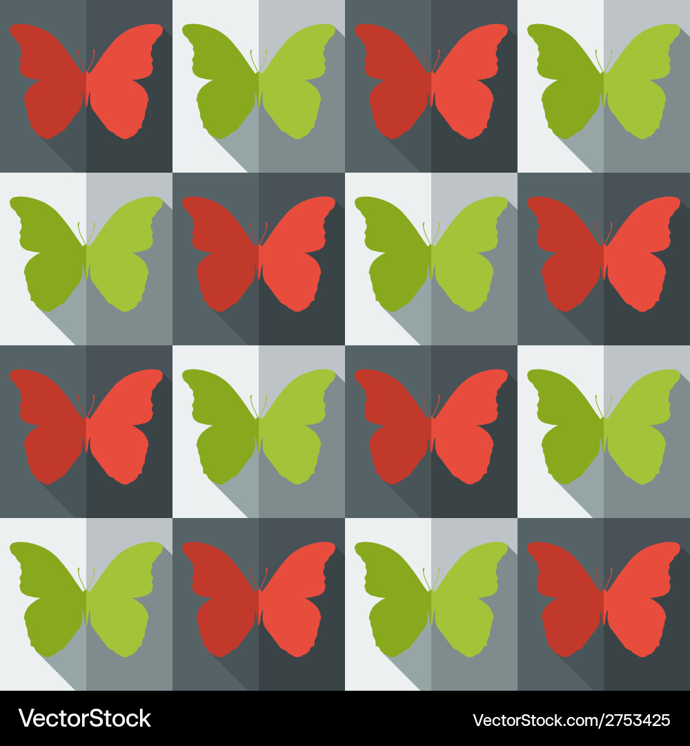 Flat style seamless pattern with butterflies Vector Image
