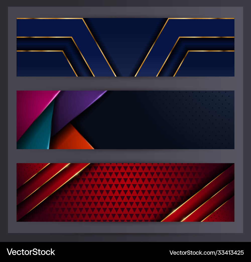 Horizontal banner set collection with various vector image