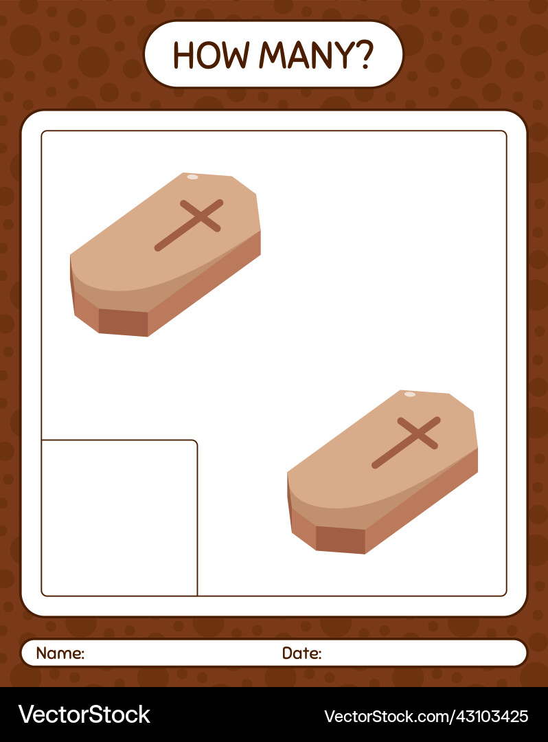 How many counting game with coffin worksheet How many counting game with coffin worksheet vector image