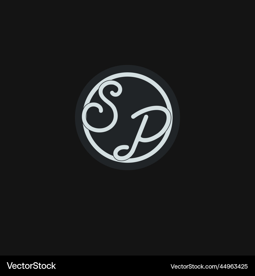 Initials sp logo monogram with simple circle line Initials sp logo monogram with simple circle line Vector Image