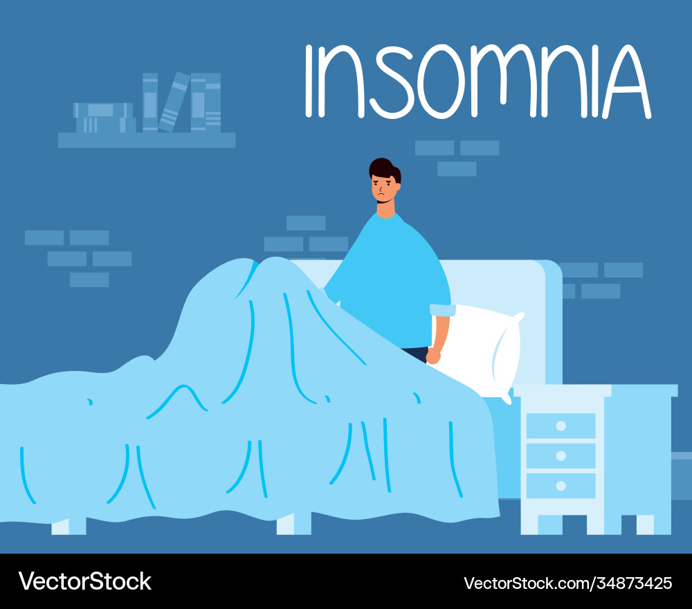 Man suffering from insomnia character vector image