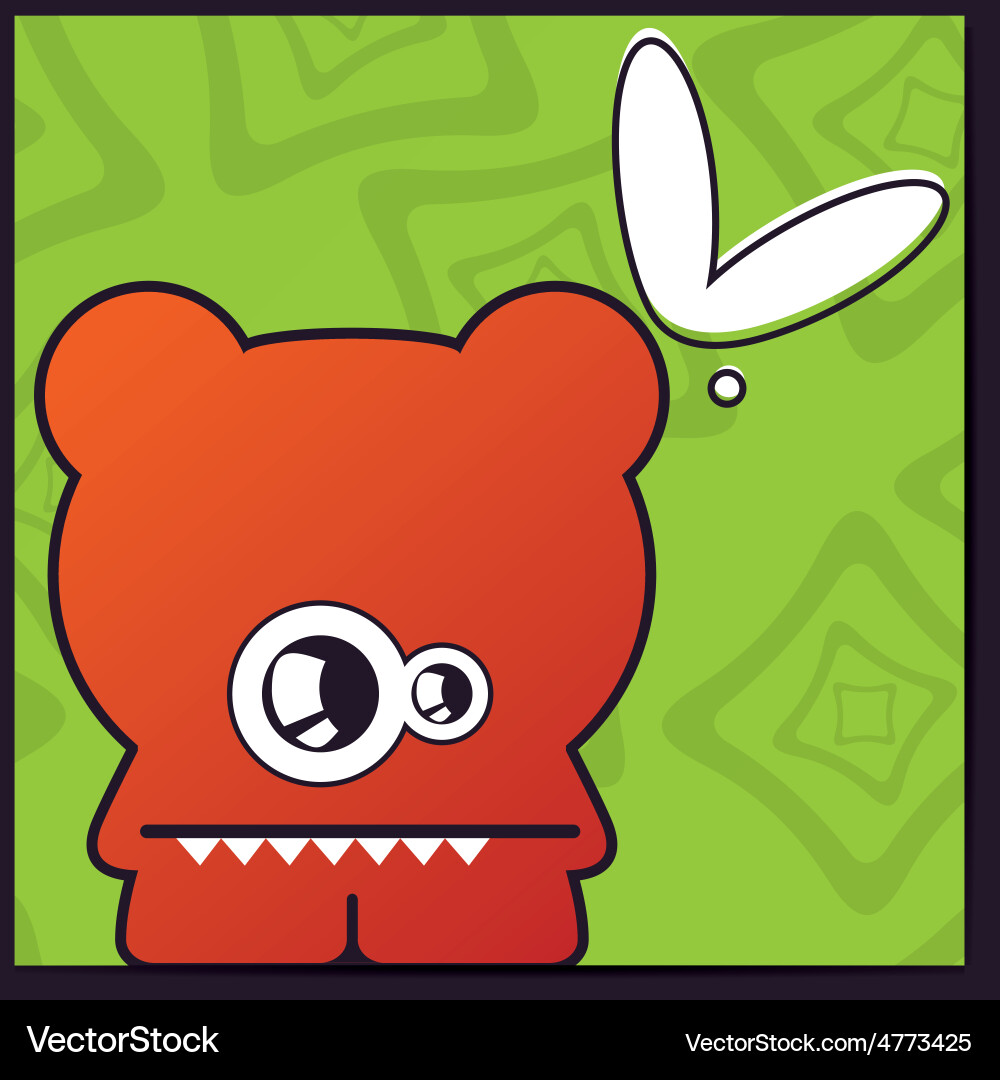 Monster with heart on abstract color background Vector Image