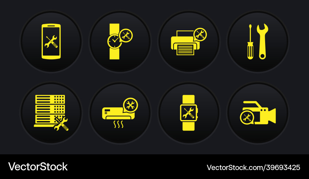 Set database server service screwdriver Vector Image