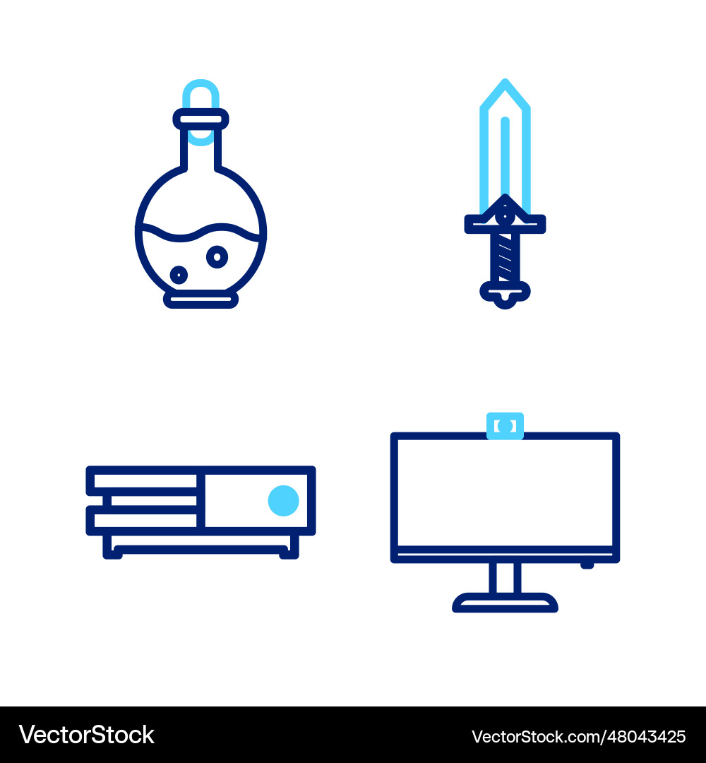 Set line computer monitor video game console Set line computer monitor video game console Vector Image