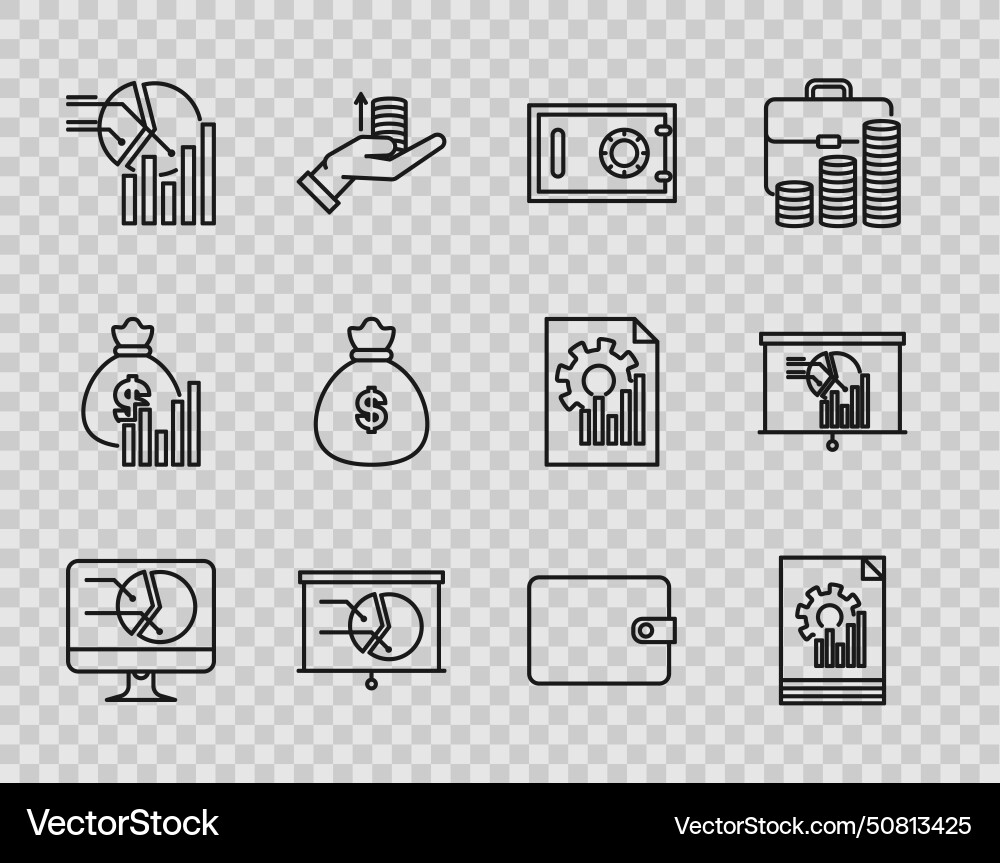 Set line computer monitor with graph chart Set line computer monitor with graph chart vector image