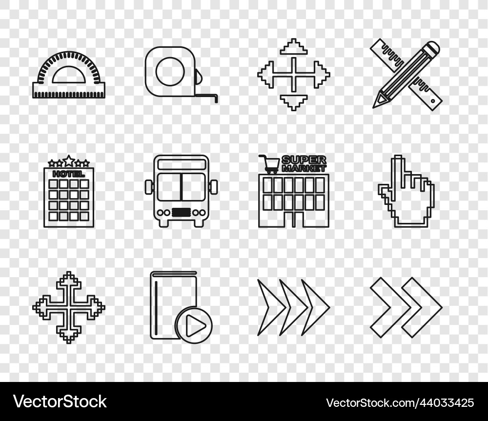 Set line pixel arrows in four directions arrow Set line pixel arrows in four directions arrow vector image