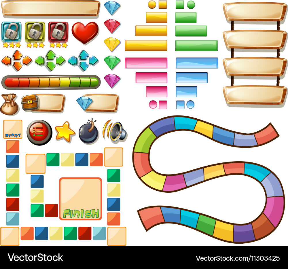 Set of game elements Vector Image