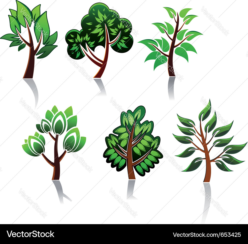 Tree Icon Set - Nature & Environment vector image