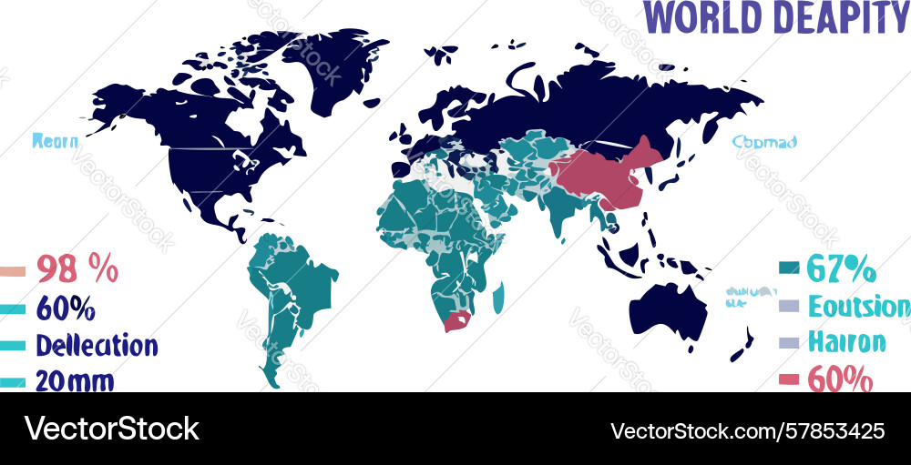 World map with geographical data visuals design Vector Image