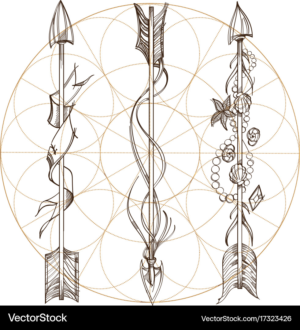 Arrows a set of elements in the style boho vector image
