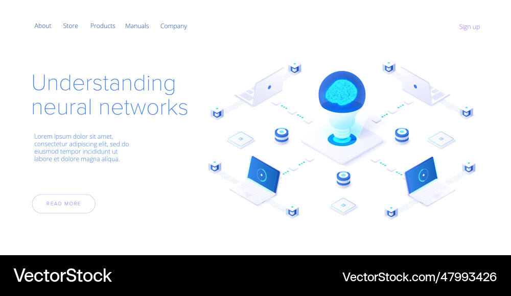 Artificial intelligence or neural network concept Artificial intelligence or neural network concept vector image