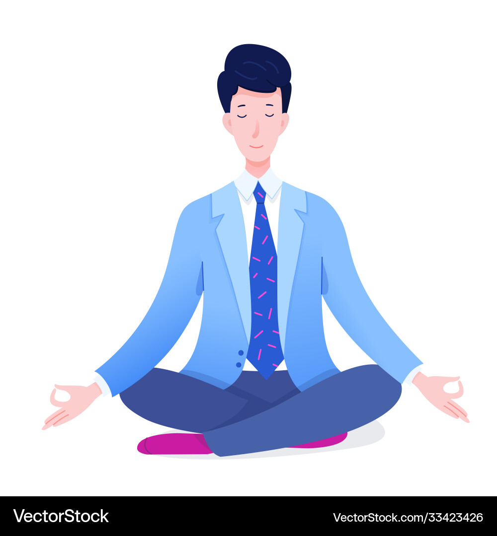 Büromanager meditieren in lotus pose Büromanager meditieren in lotus pose vektorbild