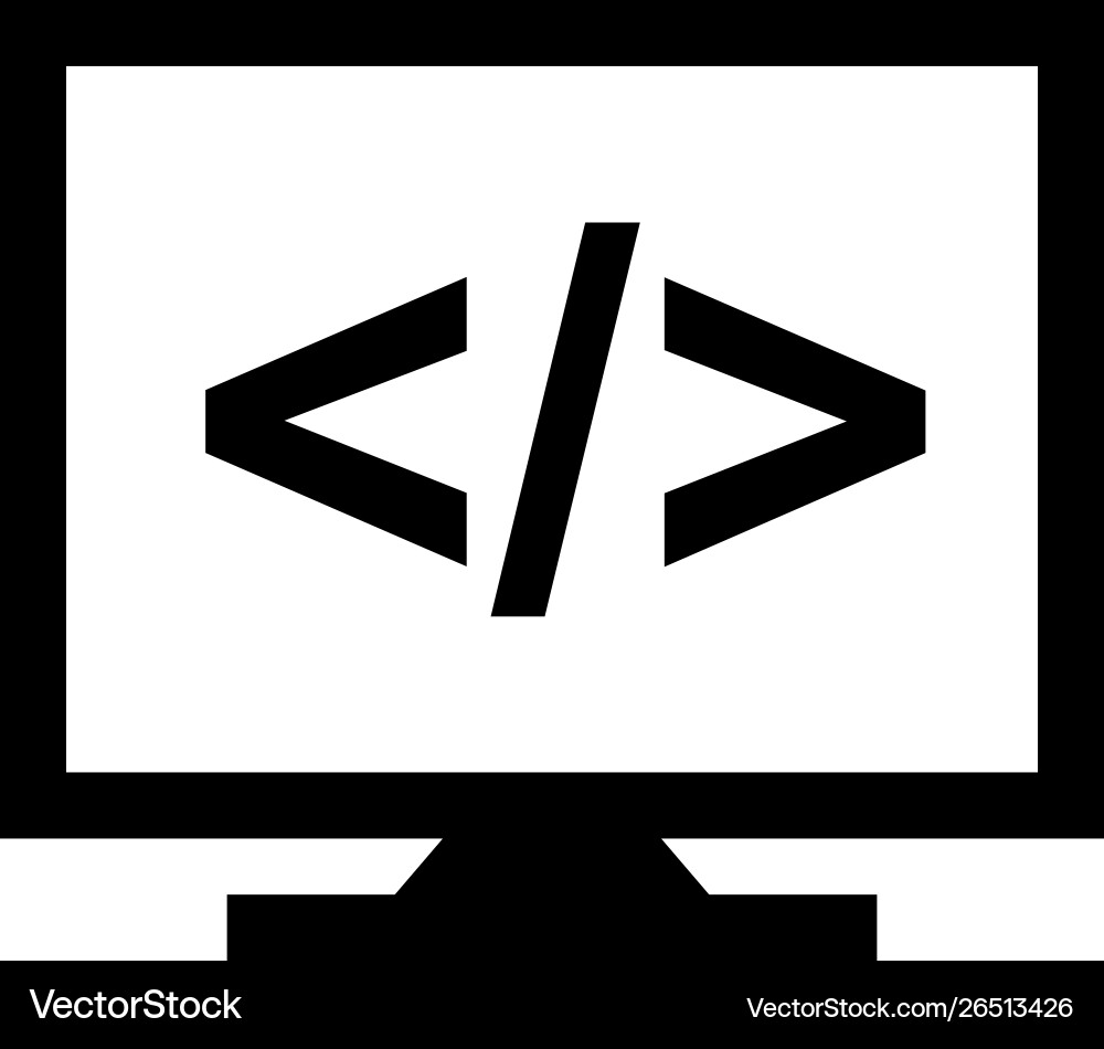 Coding Screen Glyph Icon vector image