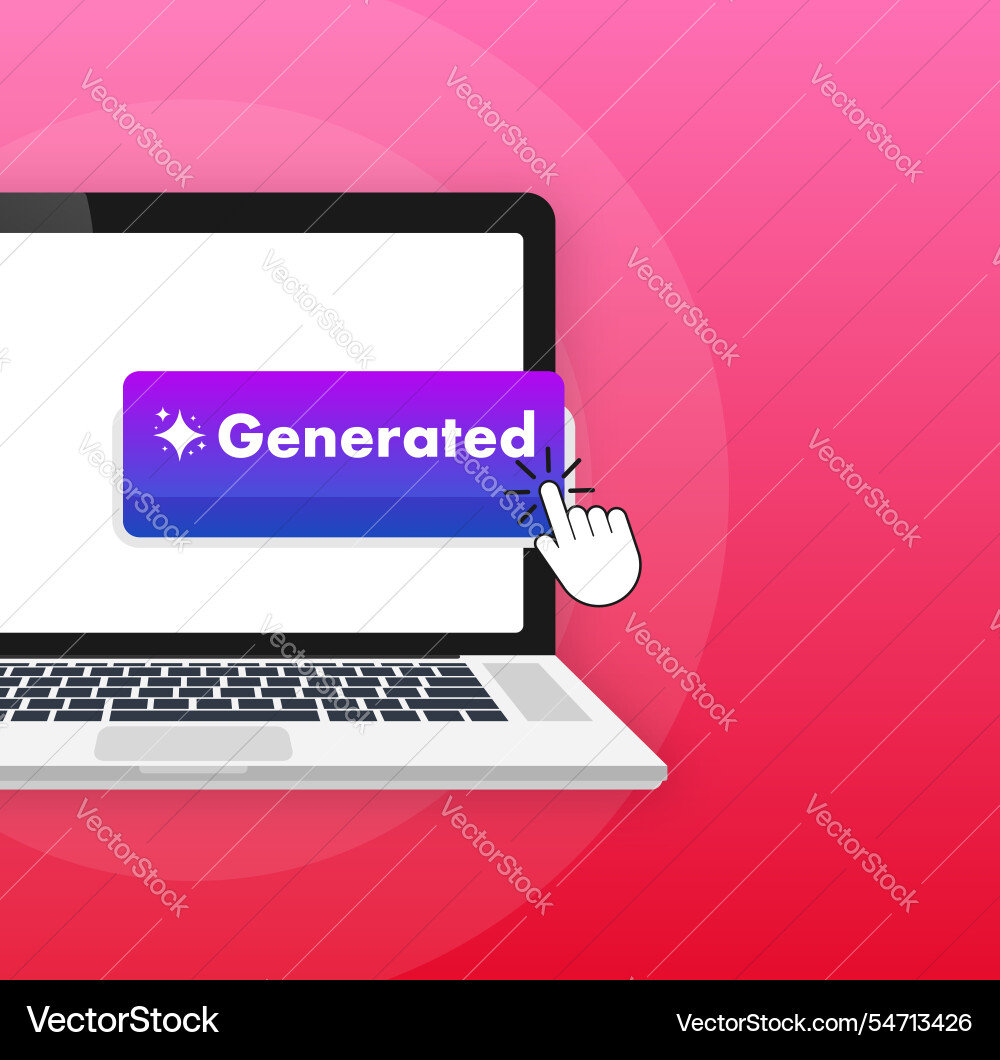 Cursor Klicken generierten Knopf auf Laptop-Bildschirm Vektorbild