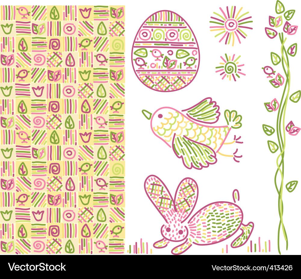 Easter Pattern Elements vector image