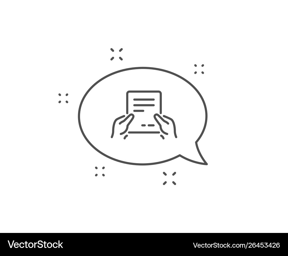 Hold document line icon text file sign Vector Image