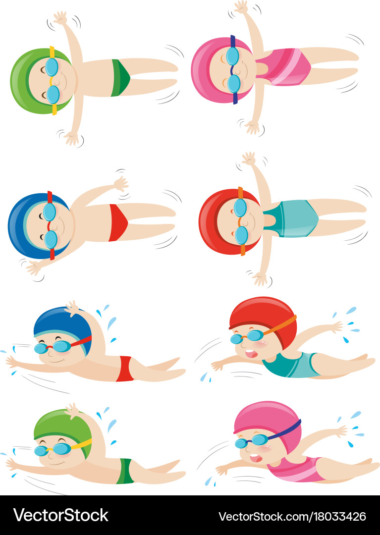 Kids doing different swimming strokes Vector Image