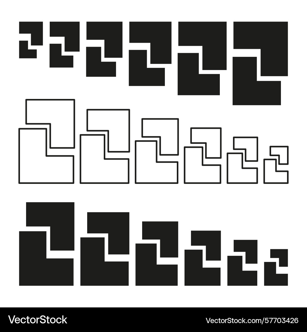 L shape set mixed outline fill modular block L shape set mixed outline fill modular block vector image