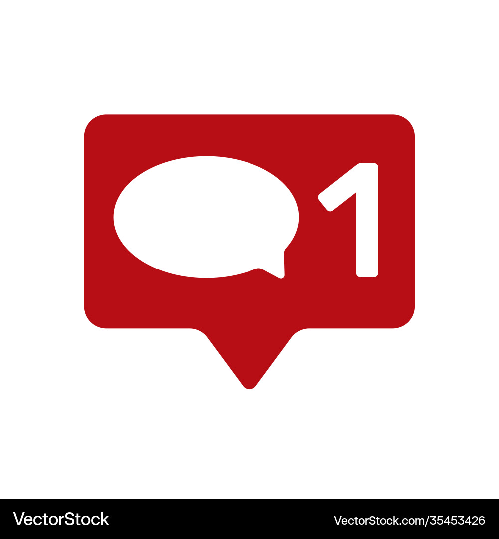 Message icon on a red pin with number Message icon on a red pin with number vector image