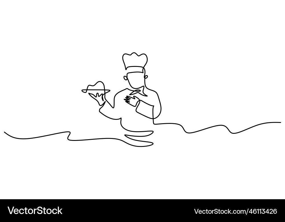 One continuous single line of chef prepare One continuous single line of chef prepare Vector Image