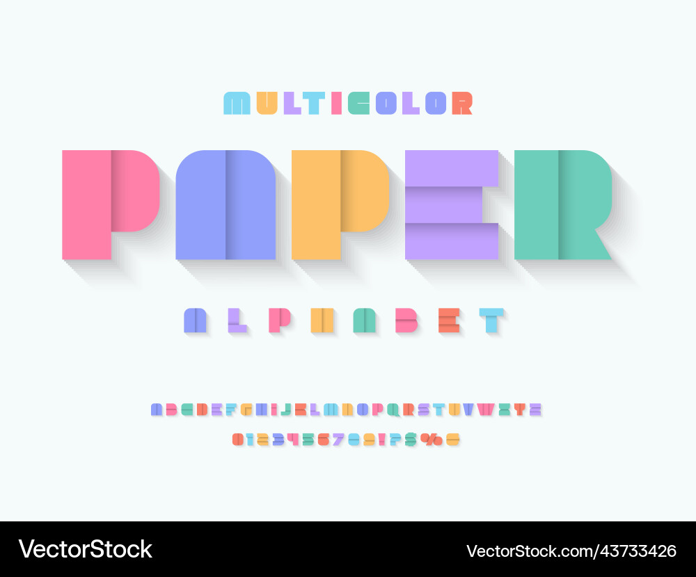 Paper fold font Paper fold font vector image