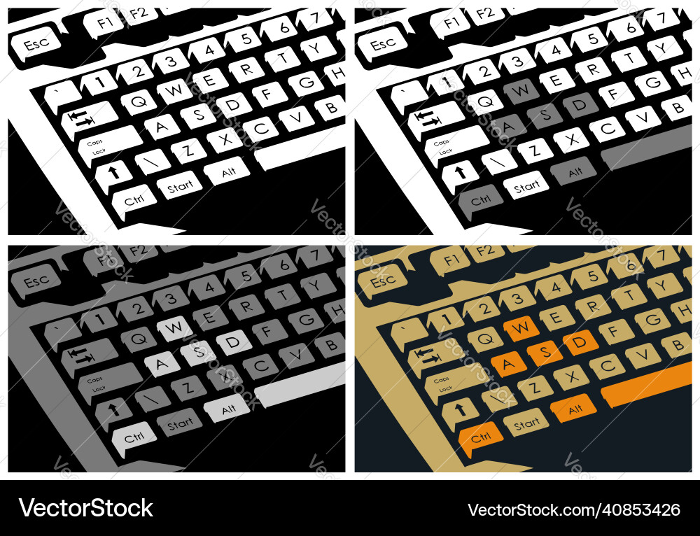 Retro Mechanical Keyboard Set vector image