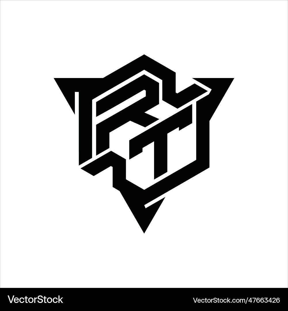 Rt logo monogram hexagon shape with triangle Vector Image