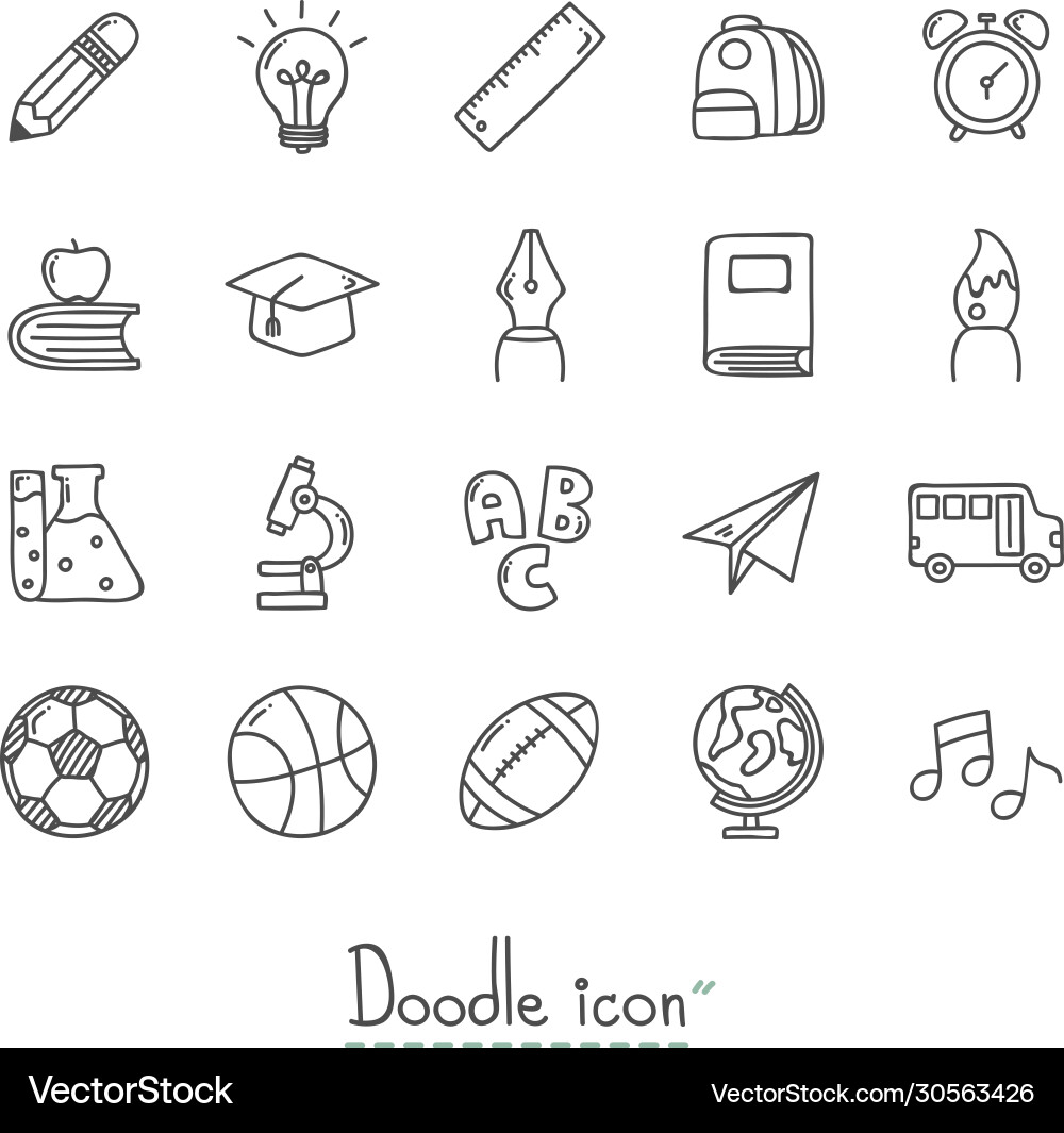 School icons Royalty Free Vector Image - VectorStock