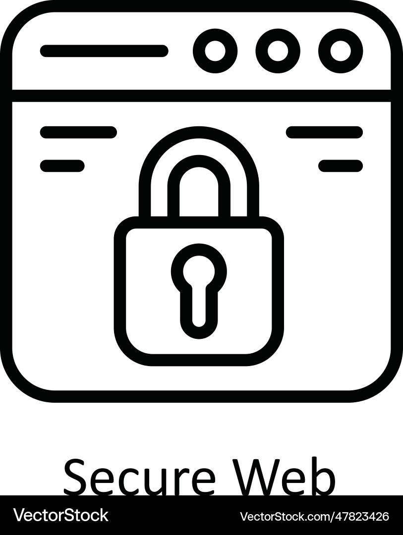 Secure web outline icon design vector image