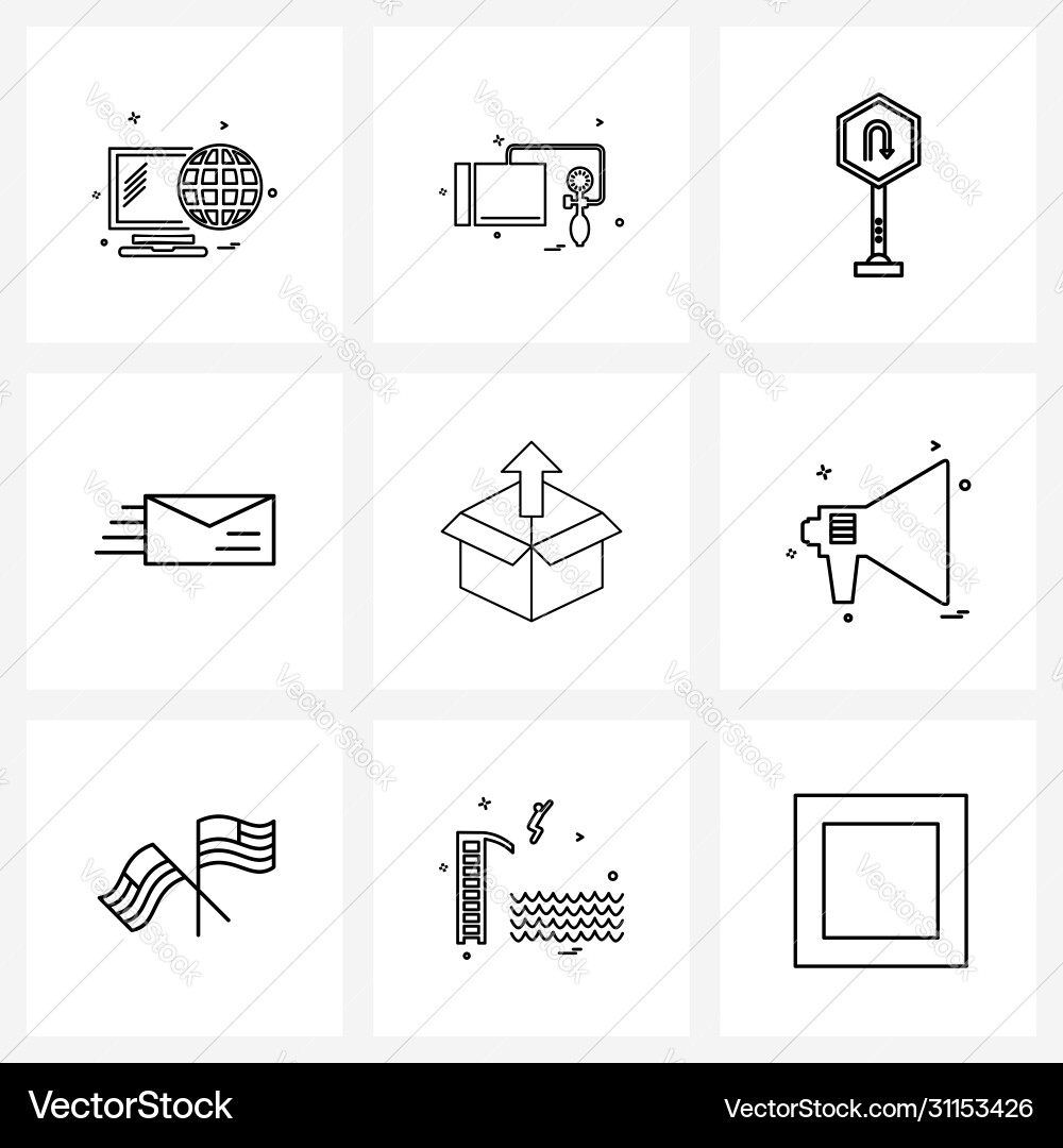 Set 9 simple line icons for web and print Vector Image