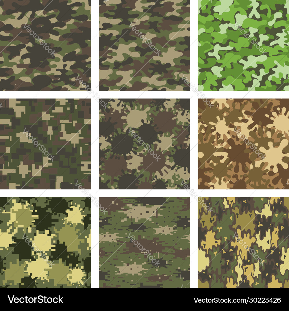 Set camouflage patterns design element Set camouflage patterns design element vector image