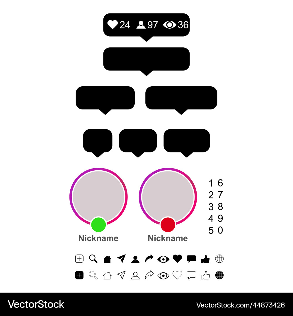 Set of interface buttons for web design social Set of interface buttons for web design social vector image