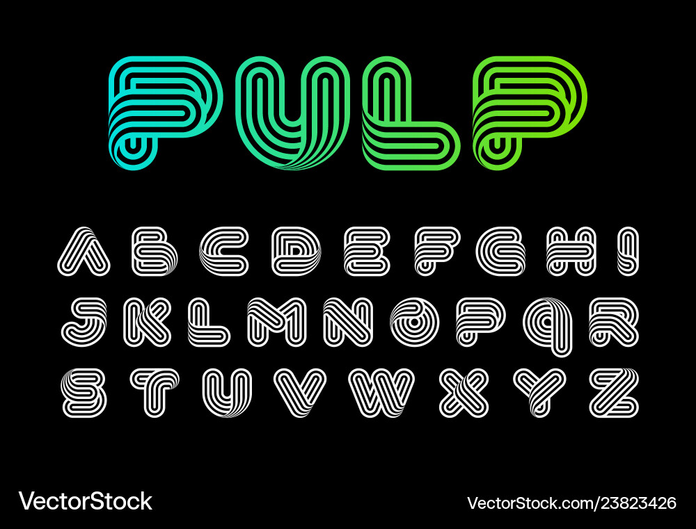 Twisted Linear Font vector image